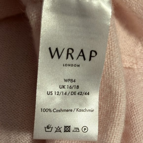 WRAP London light pink 100% cashmere V neck kangaroo pockets light sweater L-XL - Picture 7 of 7